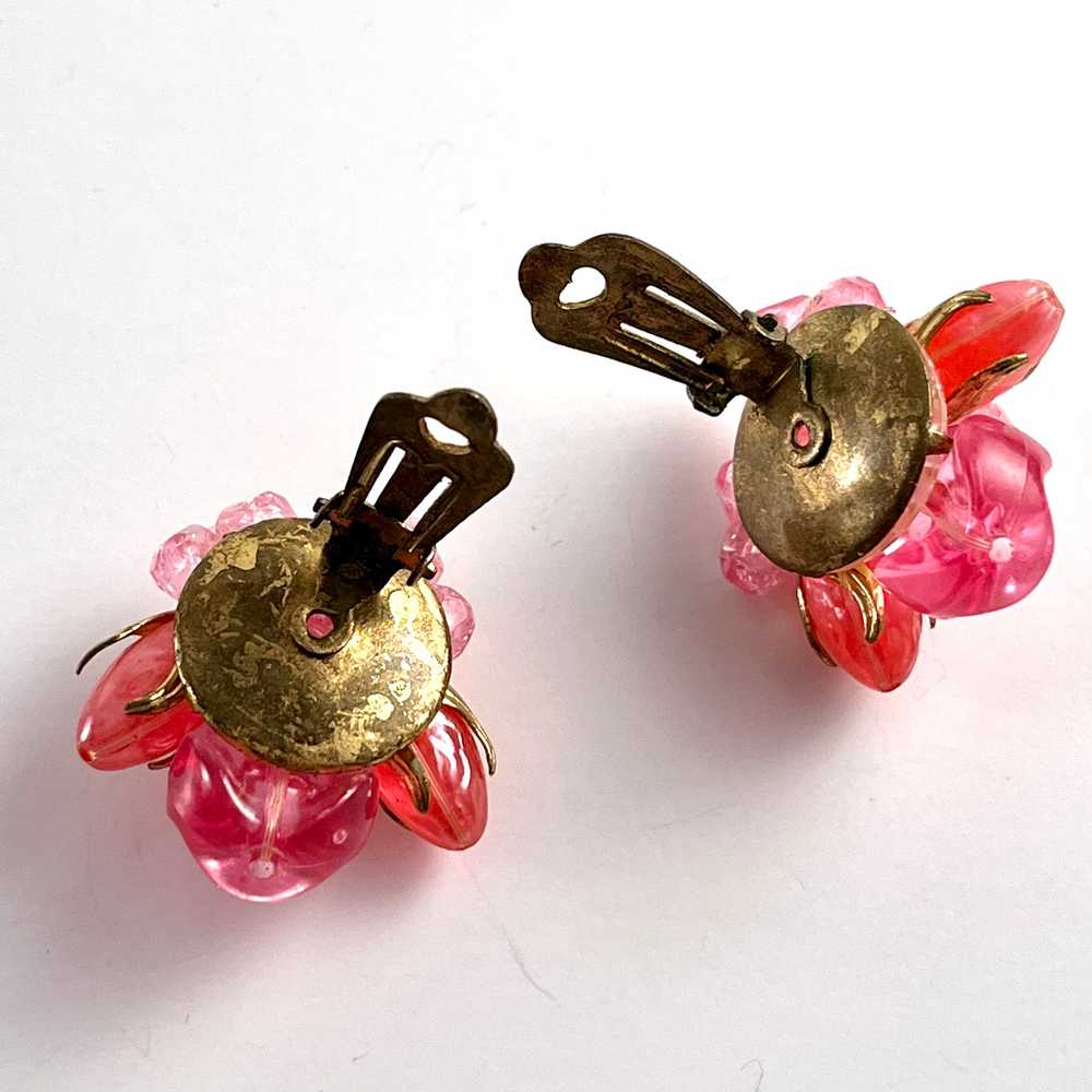 1960s German Pink Bead Earrings - image 4