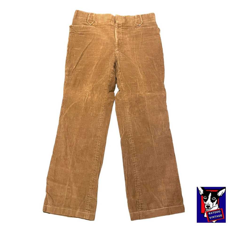Vintage 80s VTG Tan Chunky Cotton Corduroy Pants … - image 1