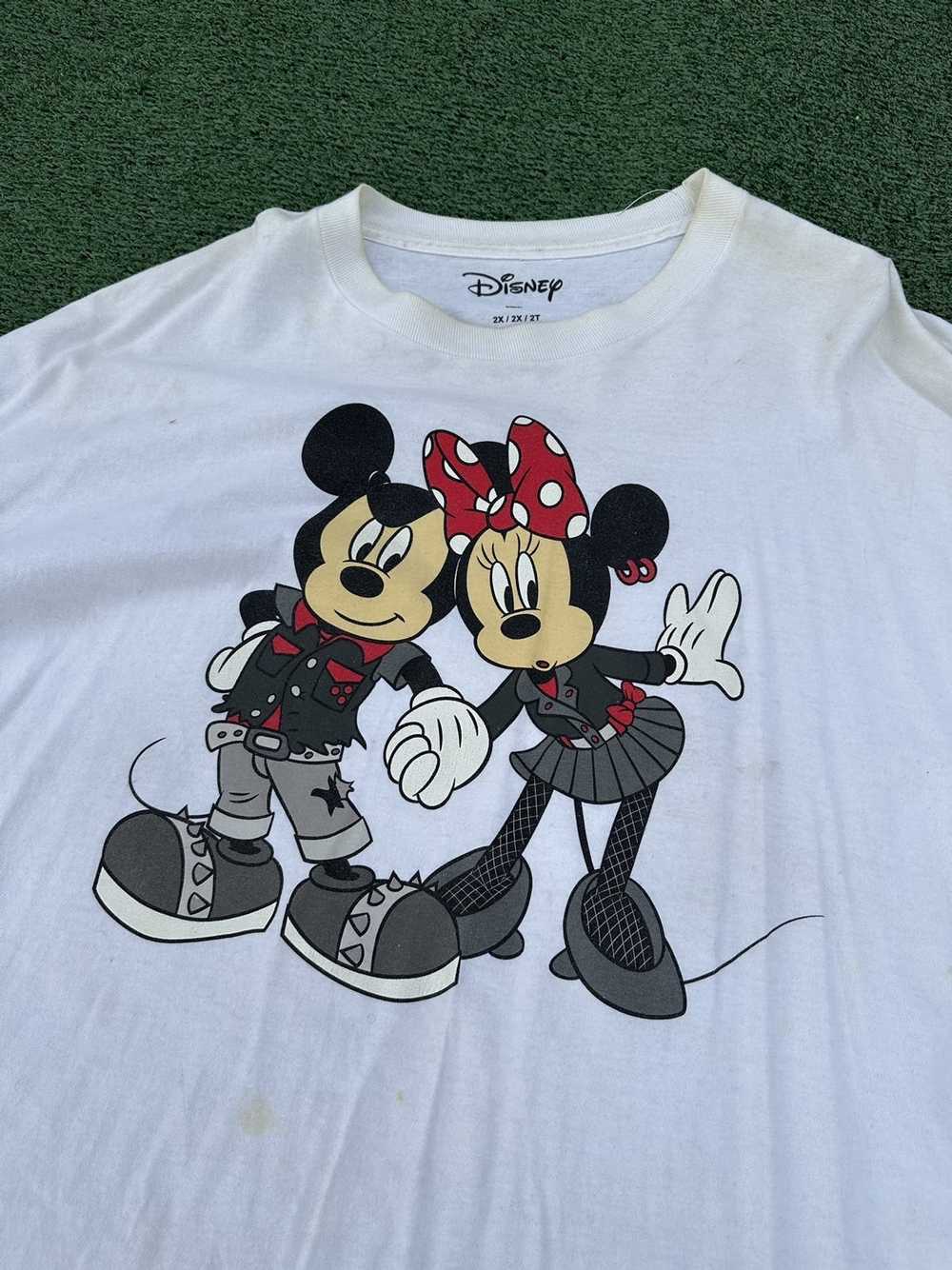 Disney × Vintage Mickey & Minney Punk Tee *ultra … - image 3