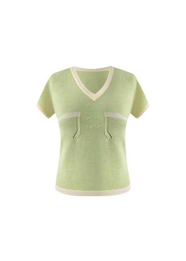 Chanel Green CC Cashmere Knit T-Shirt