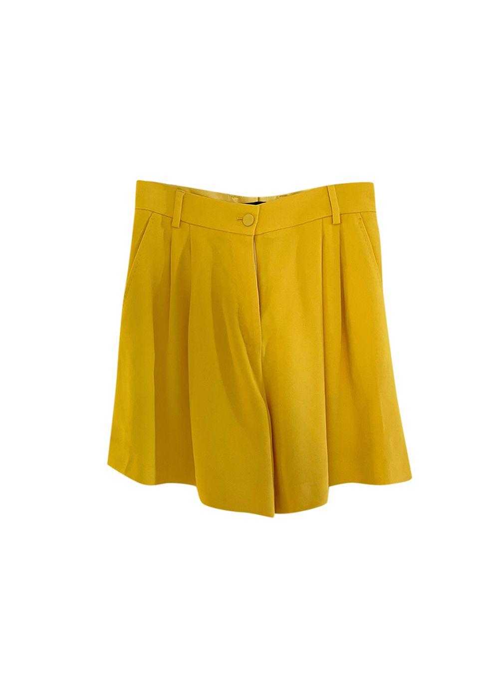 Product Details Yellow Pleated Tailored Shorts - image 1