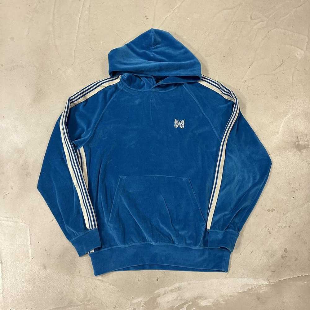 Needles Needles Track Hoodie Velour Blue - image 1