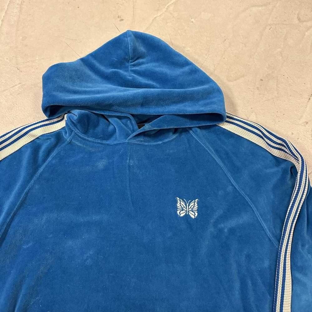 Needles Needles Track Hoodie Velour Blue - image 2