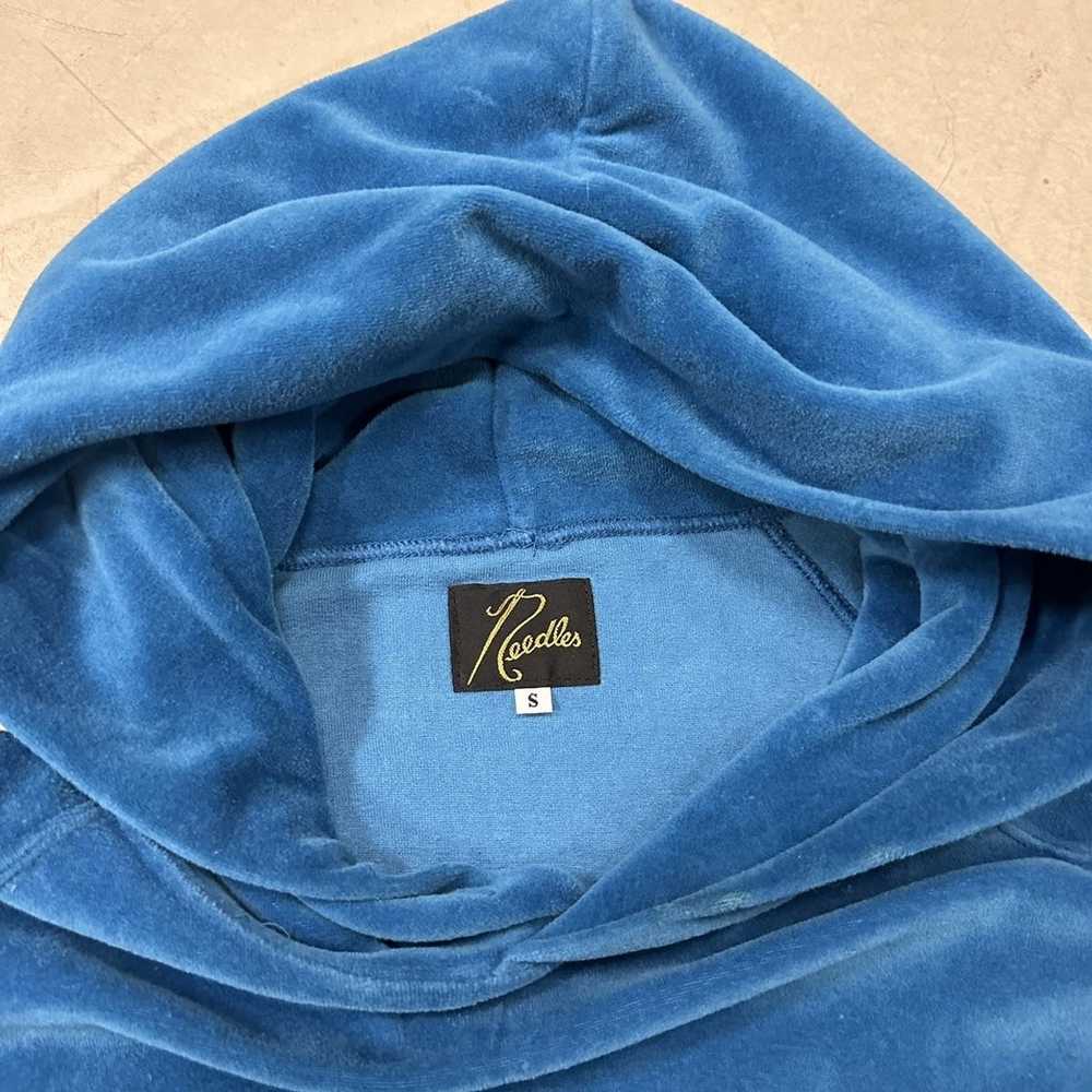 Needles Needles Track Hoodie Velour Blue - image 3