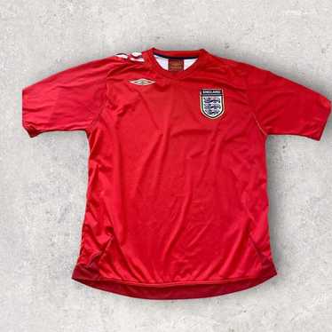 ENGLAND NATIONAL TEAM FOOTBALL AWAY SHIRT JERSEY UMBRO RED Soccer Large l  Men's