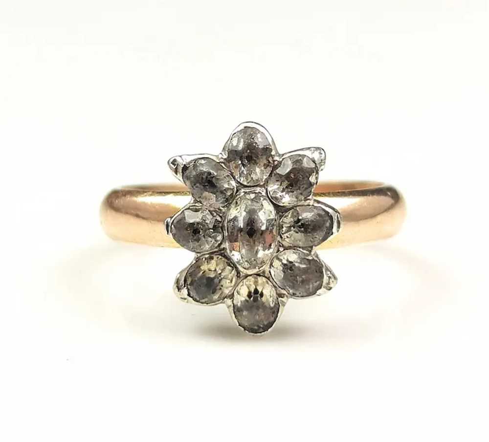 Antique Georgian black dot paste cluster ring, Si… - image 12