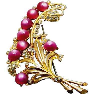 Estate Deco Moonglow Feather Plum Brooch [A1554] - image 1