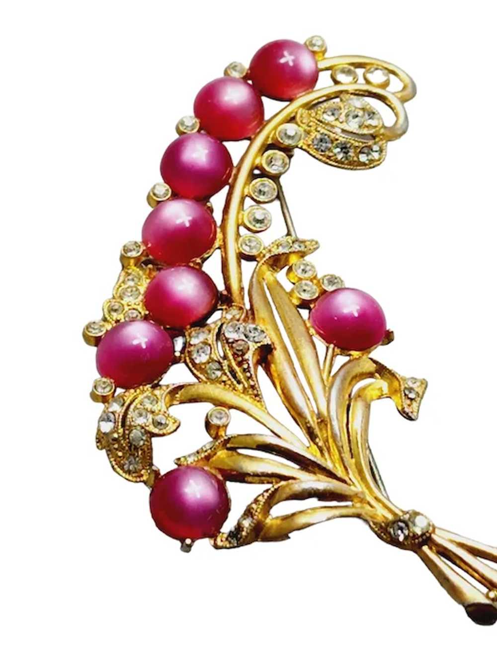 Estate Deco Moonglow Feather Plum Brooch [A1554] - image 2