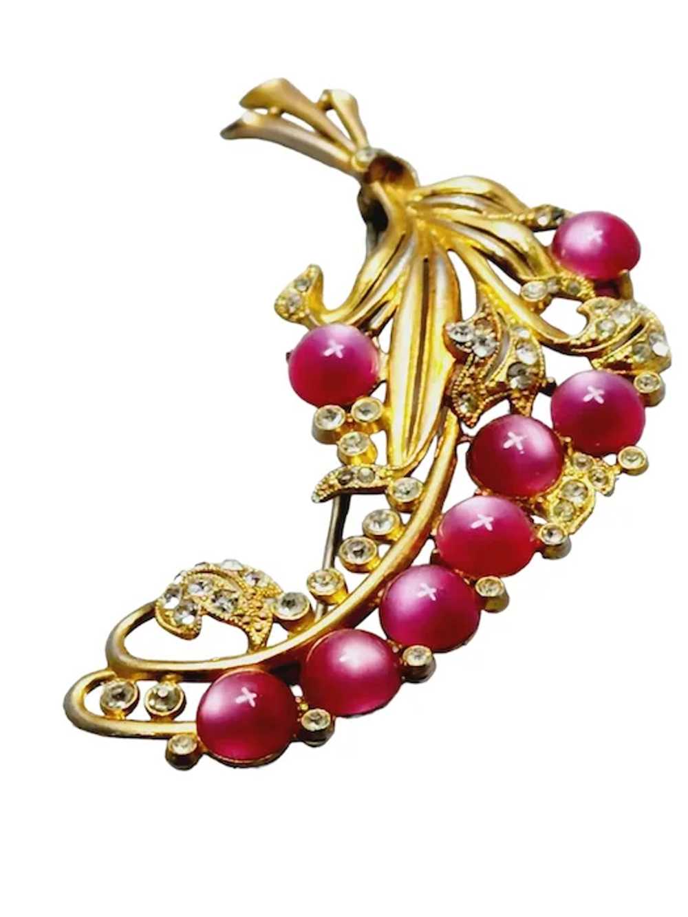 Estate Deco Moonglow Feather Plum Brooch [A1554] - image 3