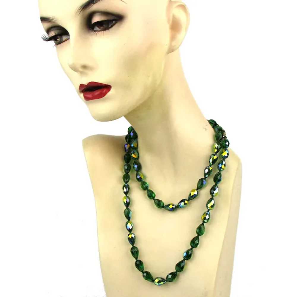 Long Crystal AB Necklace 40 Inch Green Blue Austr… - image 2
