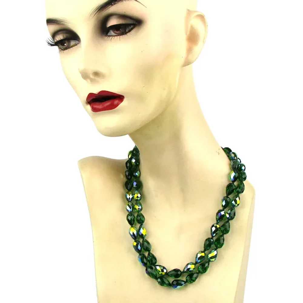 Long Crystal AB Necklace 40 Inch Green Blue Austr… - image 5