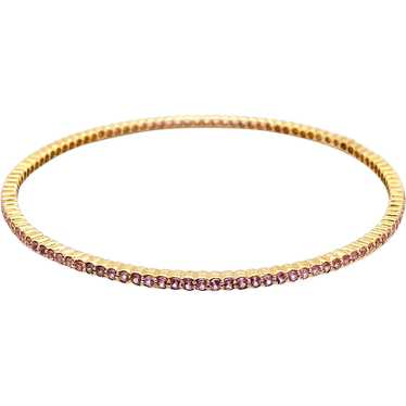 18K Yellow Gold Pink Sapphire Bangle Bracelet