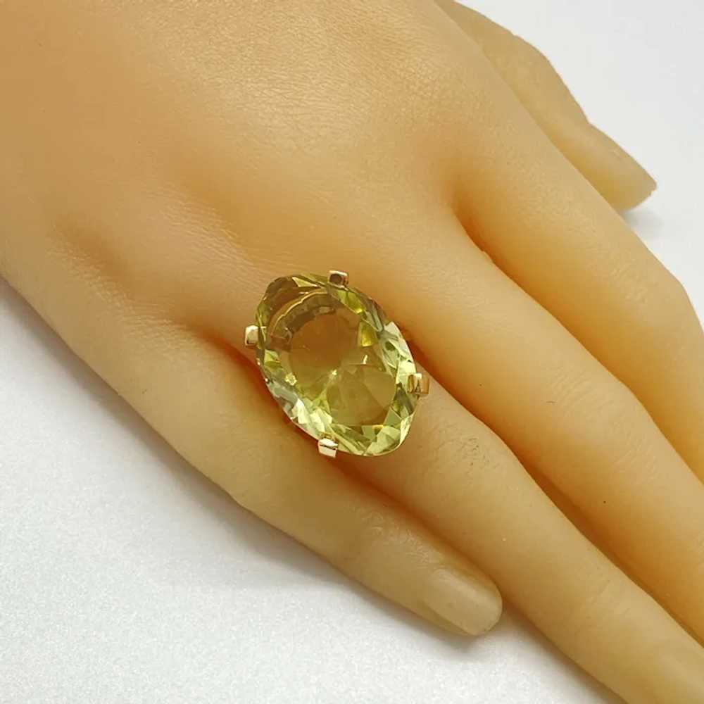 Fun Statement Ring 14K Gold Fancy Oval Citrine 27… - image 2