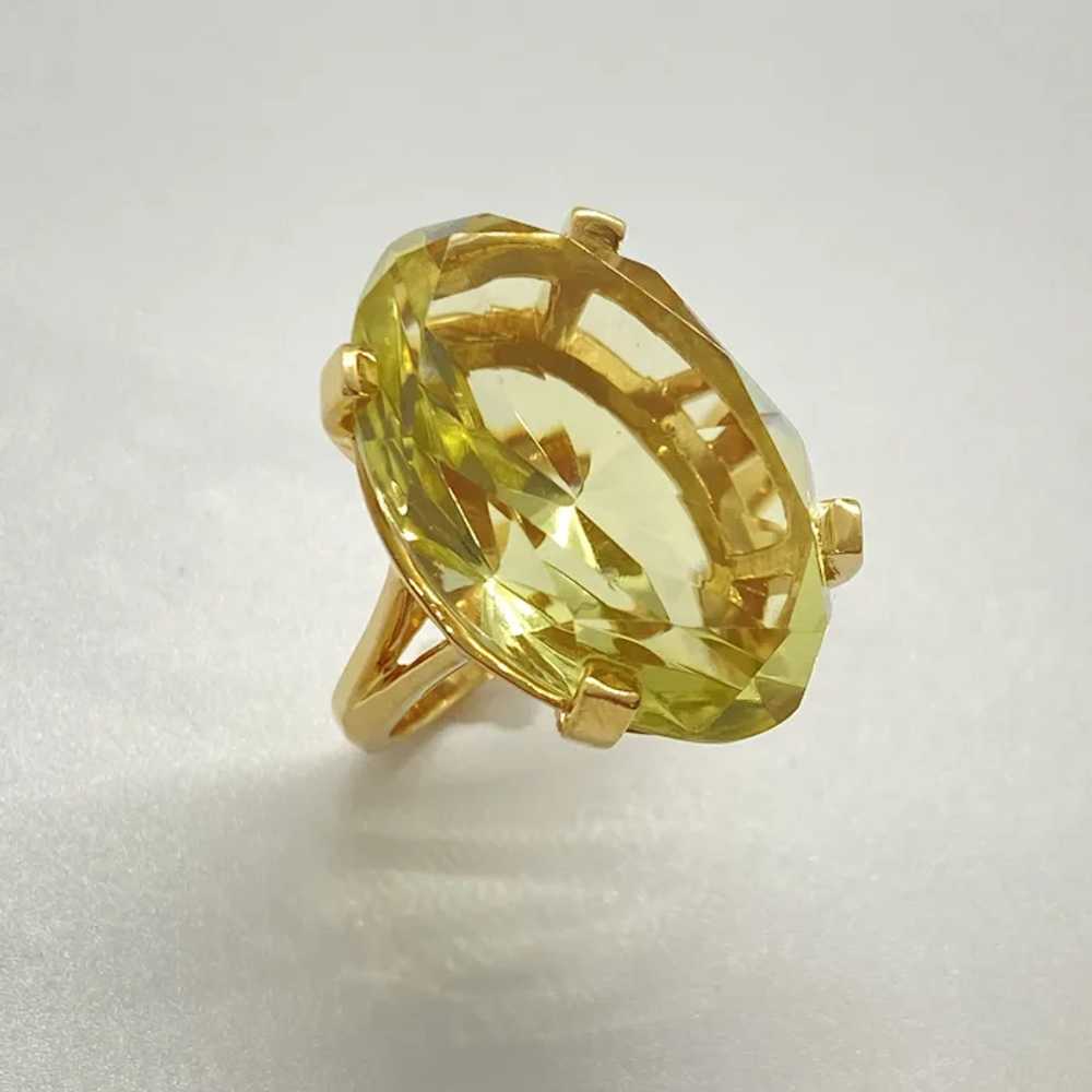 Fun Statement Ring 14K Gold Fancy Oval Citrine 27… - image 3