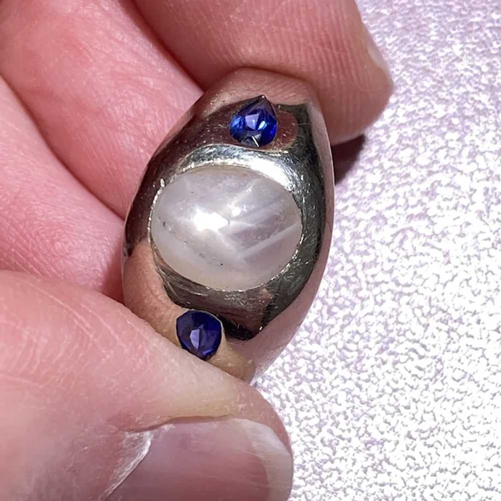 Gents Ring White Star Sapphire Cabochon and Pear … - image 10