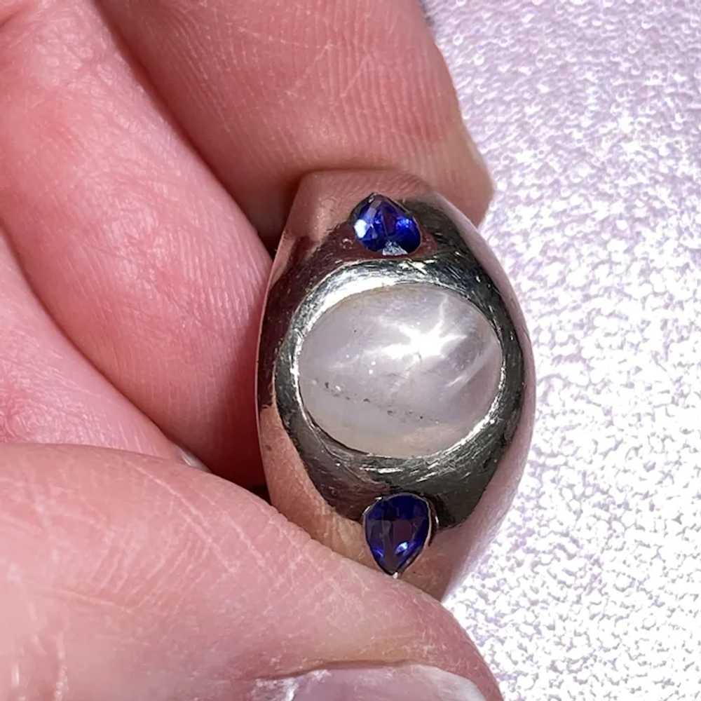 Gents Ring White Star Sapphire Cabochon and Pear … - image 11