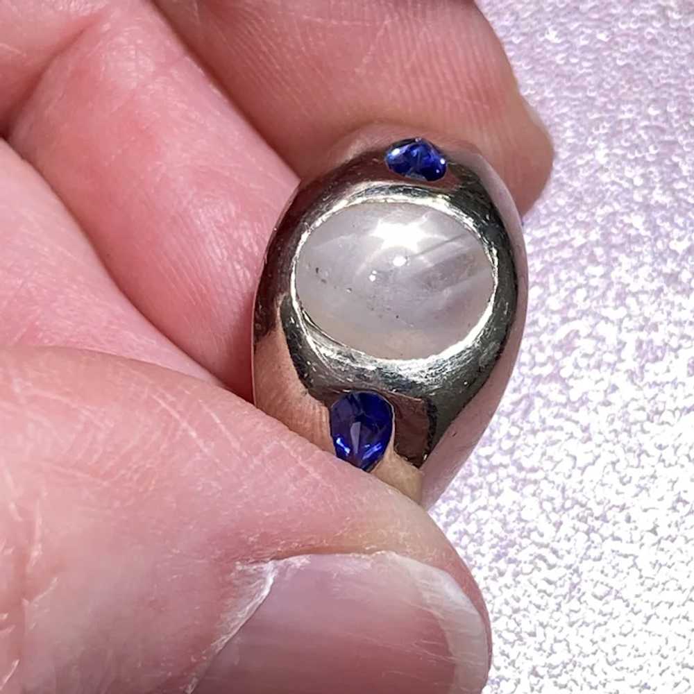 Gents Ring White Star Sapphire Cabochon and Pear … - image 12