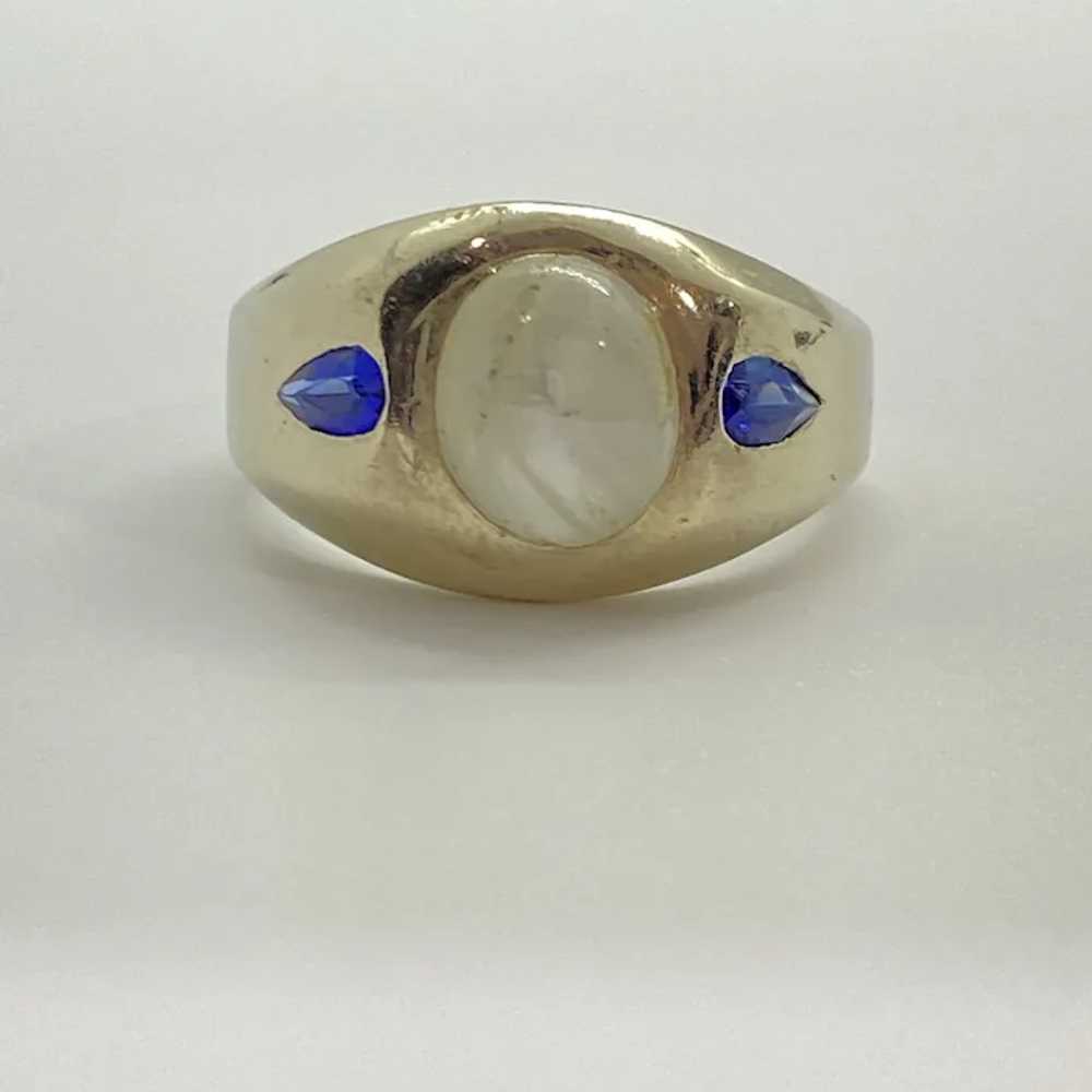 Gents Ring White Star Sapphire Cabochon and Pear … - image 2