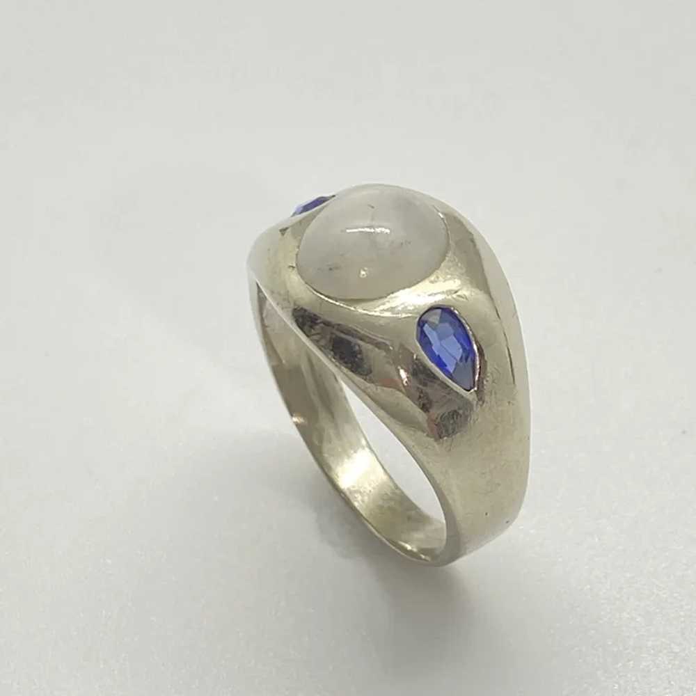 Gents Ring White Star Sapphire Cabochon and Pear … - image 3