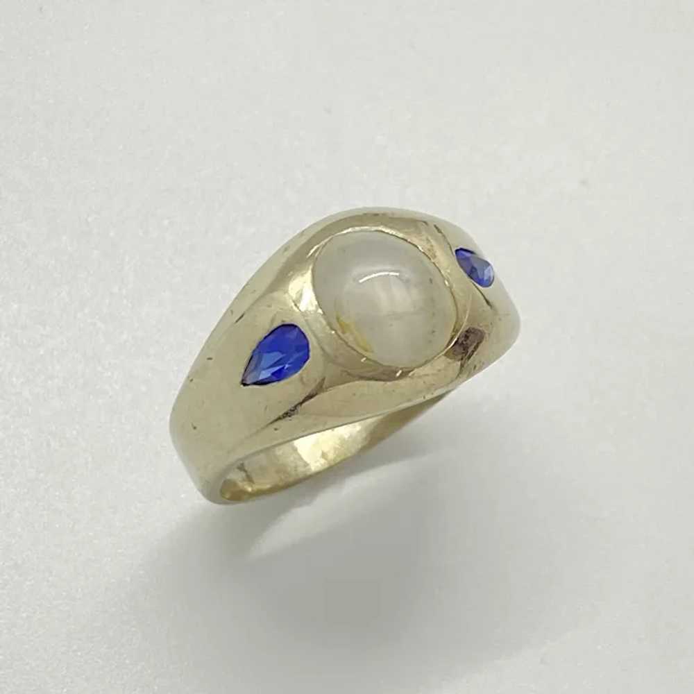 Gents Ring White Star Sapphire Cabochon and Pear … - image 5