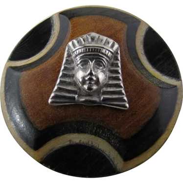 Vintage Egyptian Revival Wood Carved Pin With Phar