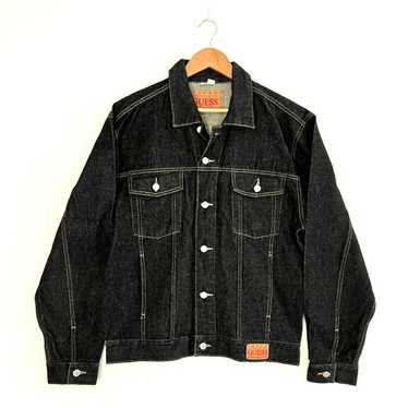 90s guess black denim jacket USA製 Guess Denim Jacket Metal Button Faded Black 2XL Men's | eBay