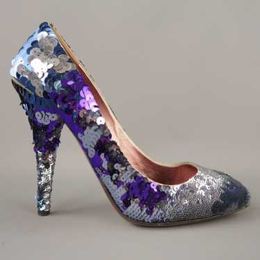 Miu Miu Navy & Silver Purple Sequin Pumps