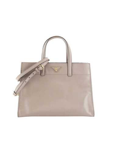 Prada Grey Saffiano Soft Triple Pocket Tote Bag