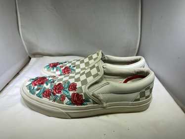 Rose embroidered checkered on sale vans