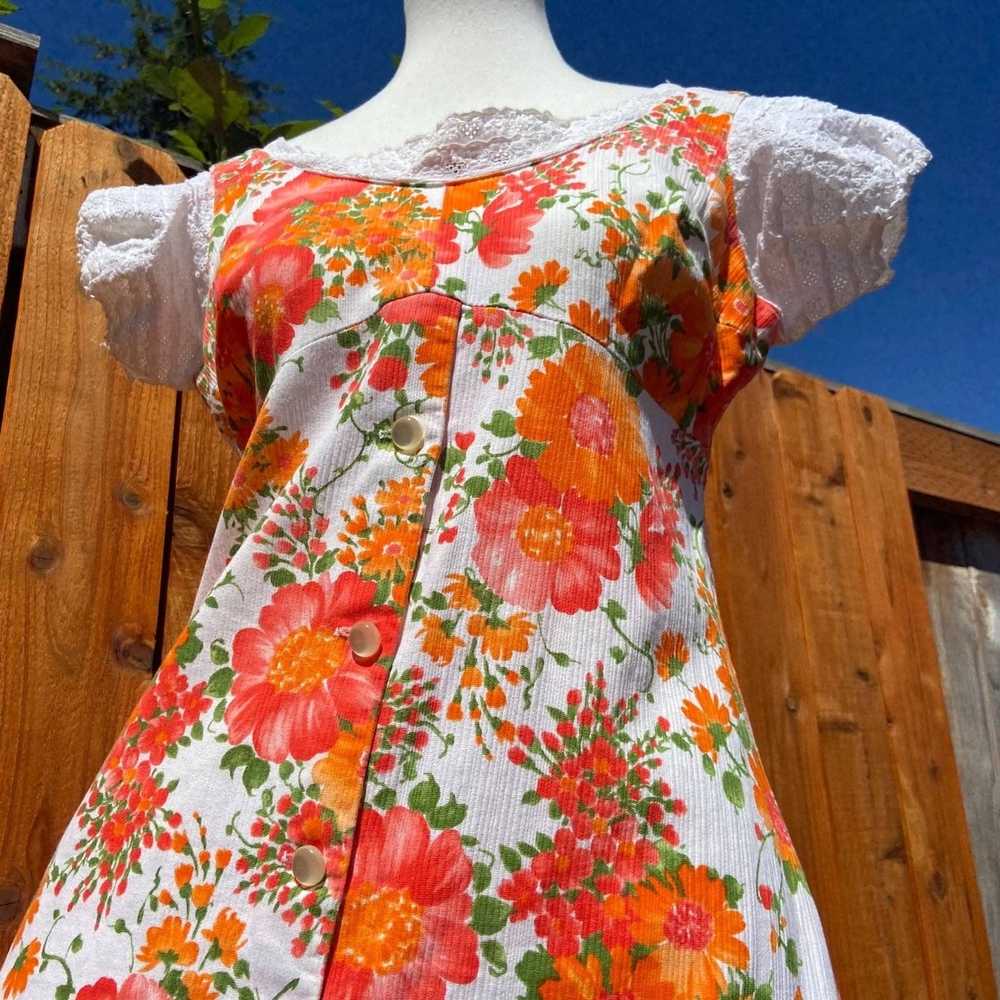Vintage Vintage Style Rite Orange Lace Floral Cot… - image 10