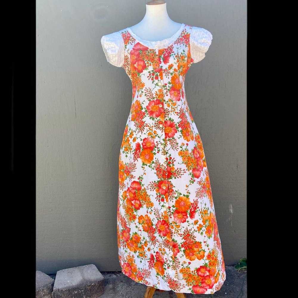 Vintage Vintage Style Rite Orange Lace Floral Cot… - image 4