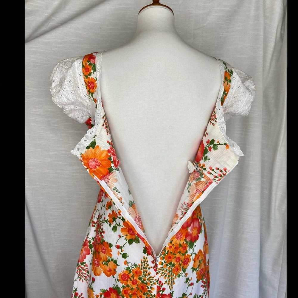 Vintage Vintage Style Rite Orange Lace Floral Cot… - image 6