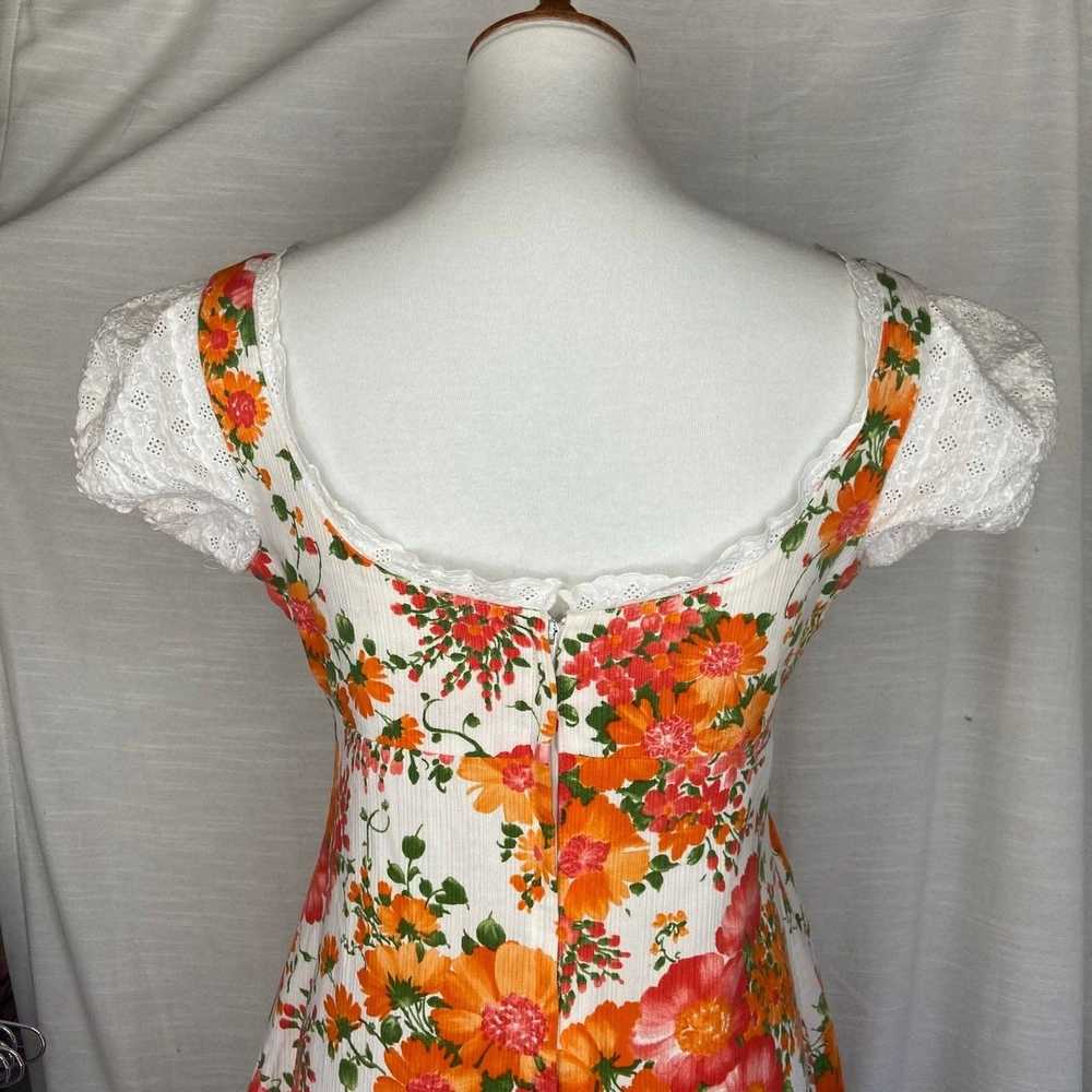 Vintage Vintage Style Rite Orange Lace Floral Cot… - image 7
