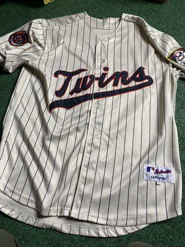 Majestic, Shirts, Majestic Joe Mauer Minnesota Twins Baseball Pin Stripe  Uniform Jersey Size 52