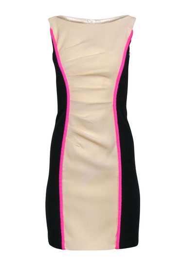 Milly - Cream & Black Color Block Fitted Sheath Dr