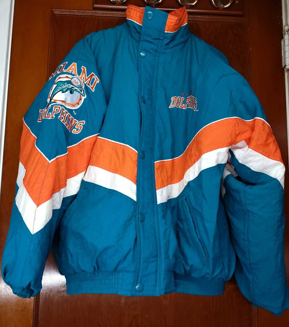 Vintage Miami Dolphins Starter Jacket NFL Pro Line Large Puffer Coat VTG Y2K