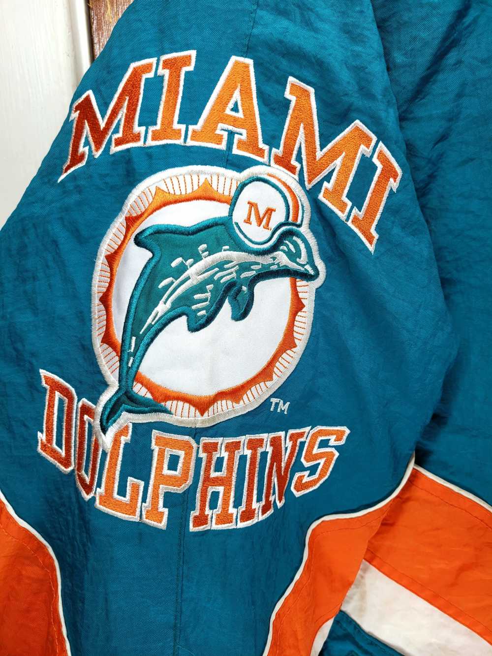 Vintage 90's Starter MIAMI DOLPHINS Team NFL Colorways Bomber Jacket with  Snap Buttons and Zip Adult Large Size - BIDSTITCH