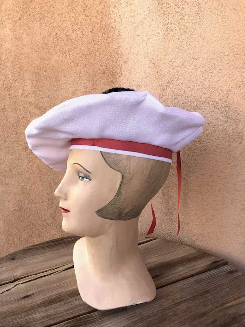 1960s Mod Sailor Hat Pancake Novelty Cap Sz S - image 4