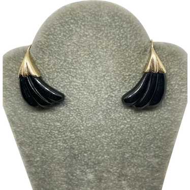 14k Gold Onyx Earrings