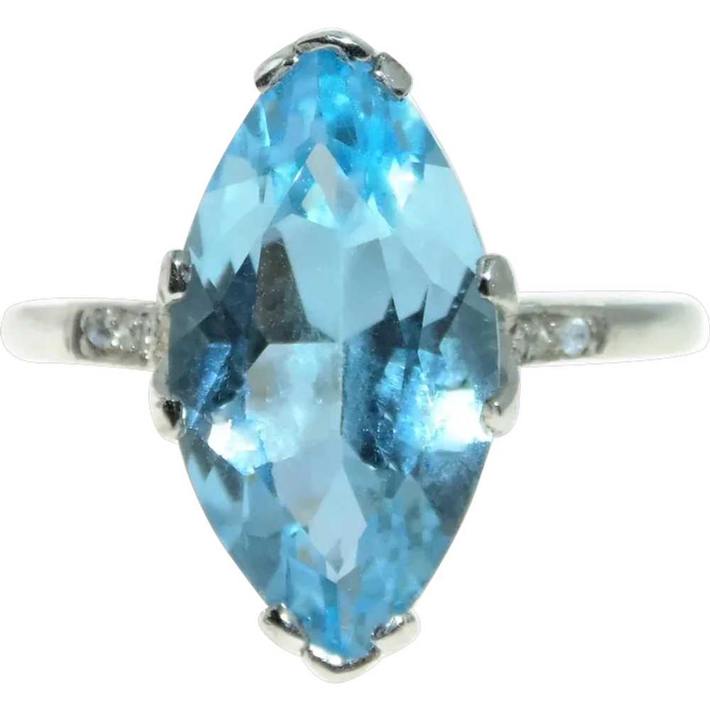 Vintage 7.0 carat Blue Marquise Topaz Statement R… - image 1