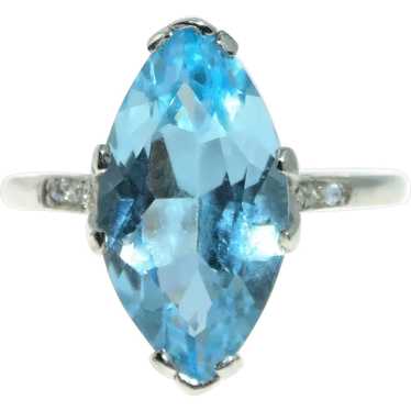 Vintage 7.0 carat Blue Marquise Topaz Statement R… - image 1