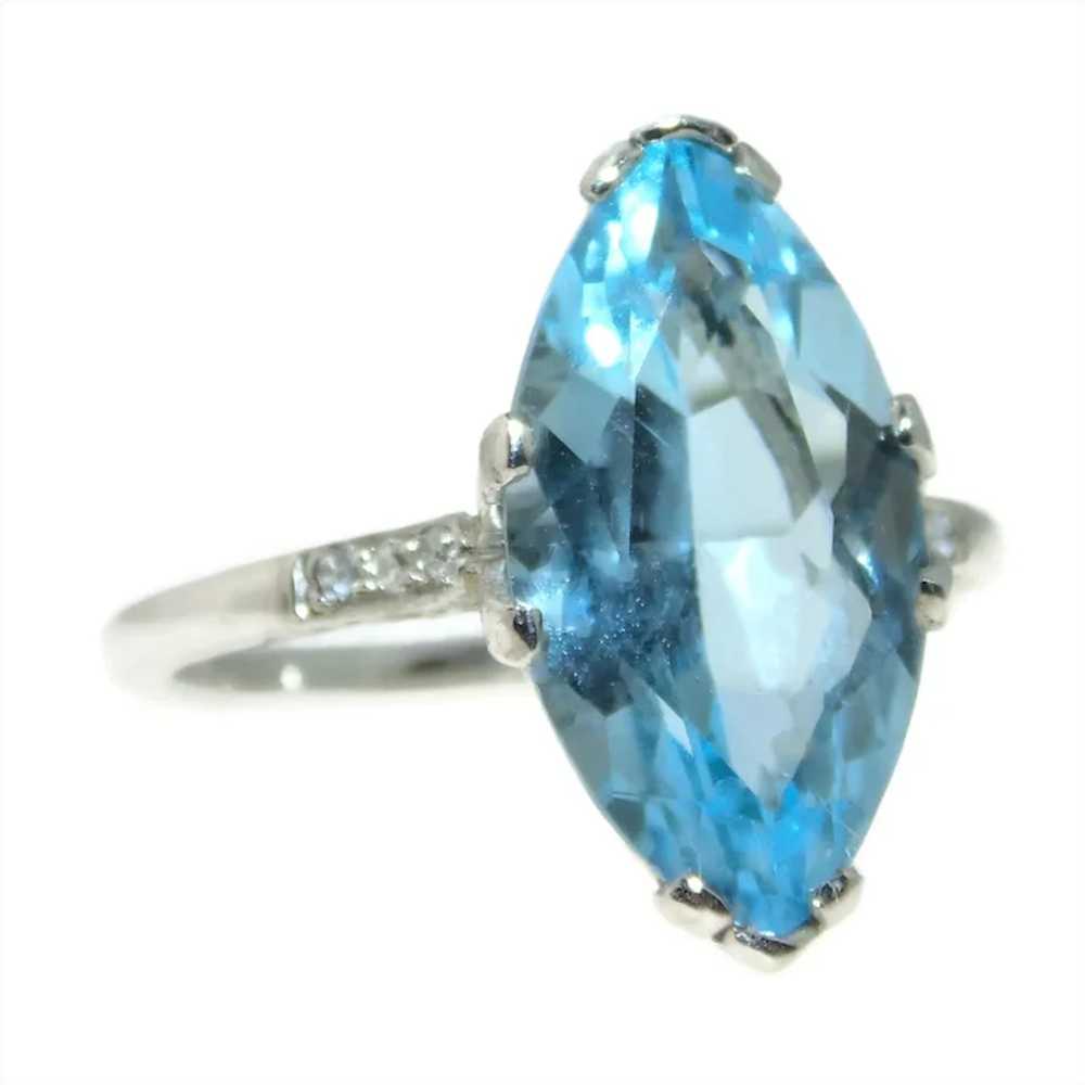 Vintage 7.0 carat Blue Marquise Topaz Statement R… - image 2