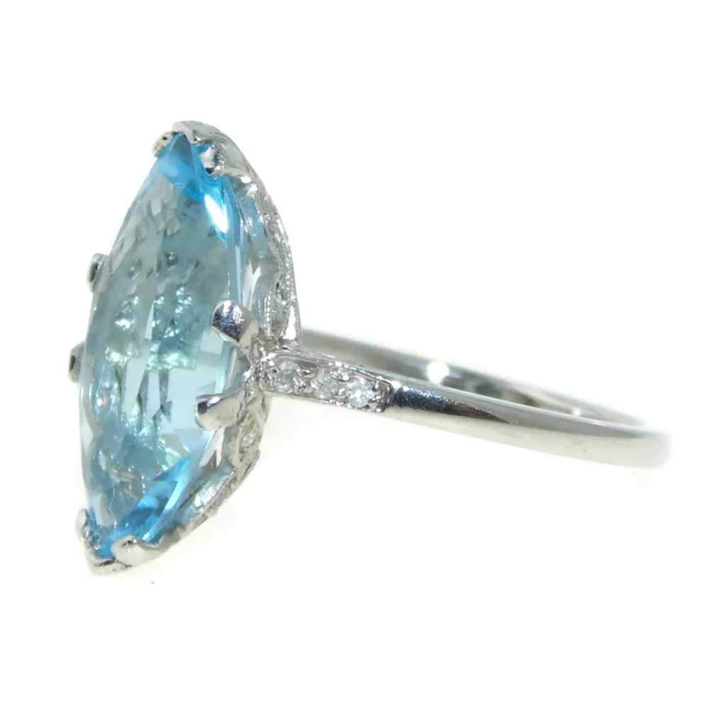 Vintage 7.0 carat Blue Marquise Topaz Statement R… - image 3