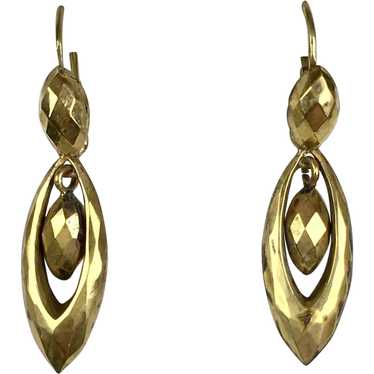 Lovely Antique Faceted Gold Day Night Drop Earrin… - image 1