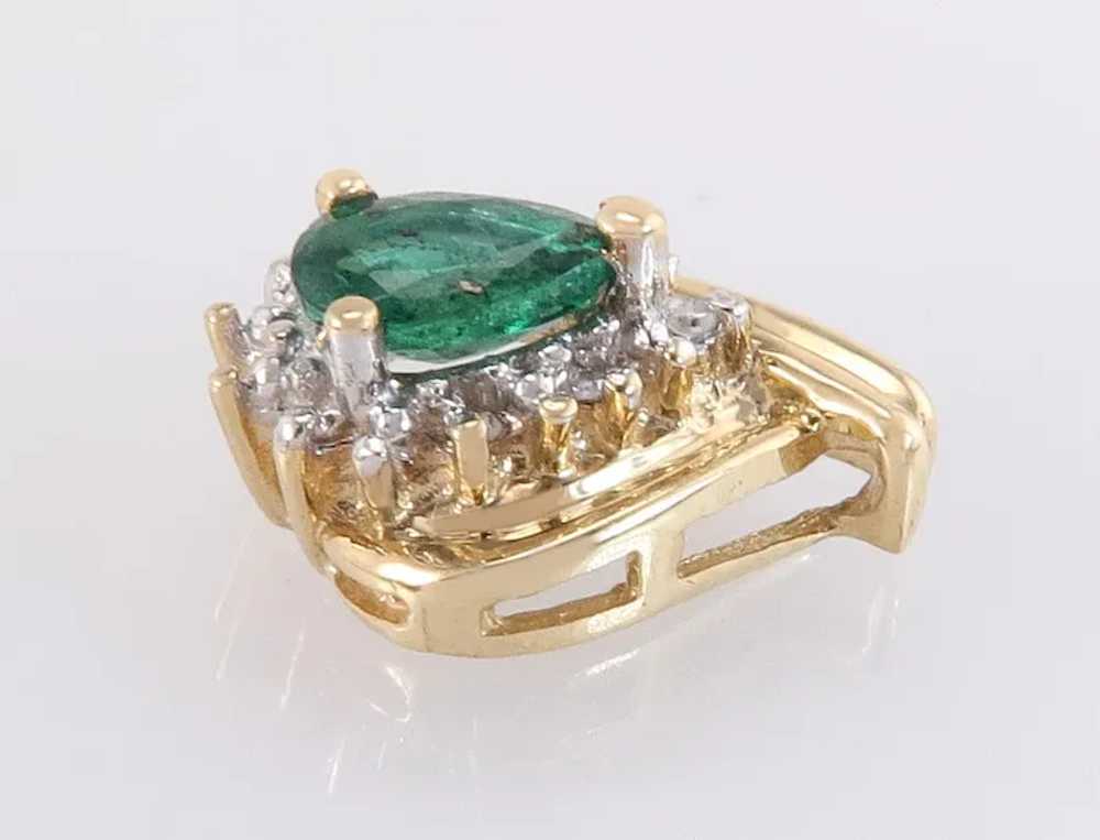 Designer 10K Yellow Gold .37ct Genuine Emerald & … - image 2