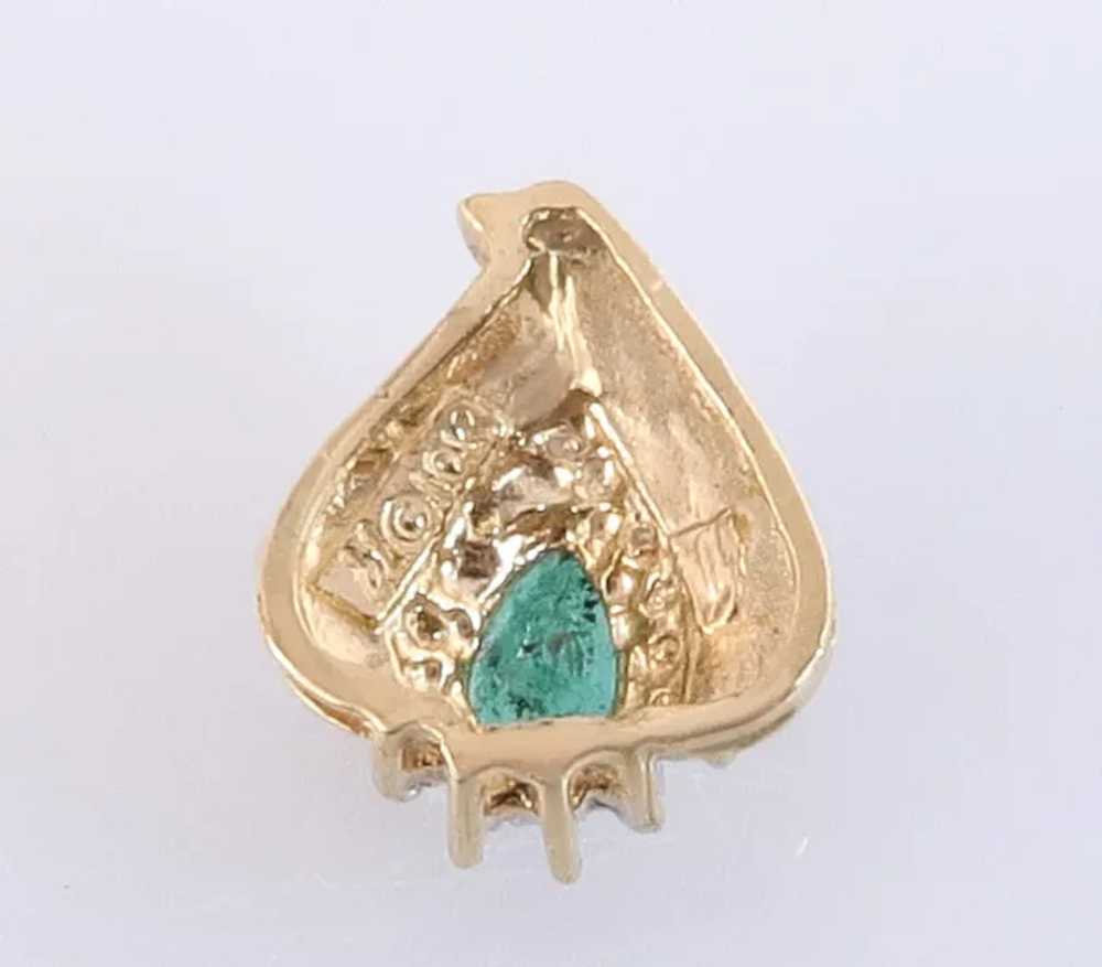 Designer 10K Yellow Gold .37ct Genuine Emerald & … - image 3