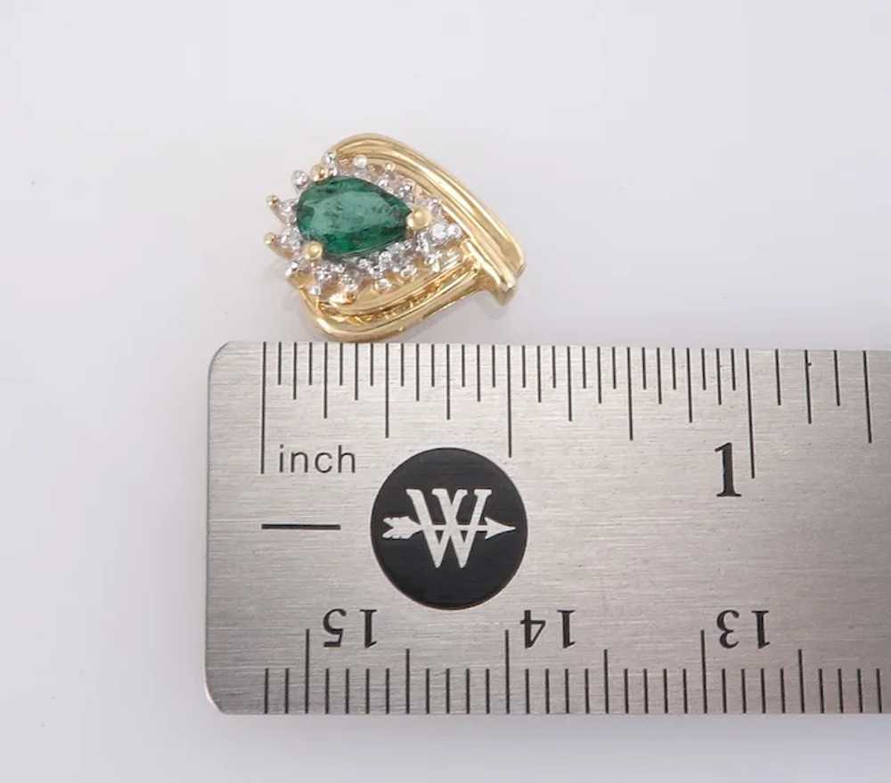 Designer 10K Yellow Gold .37ct Genuine Emerald & … - image 5