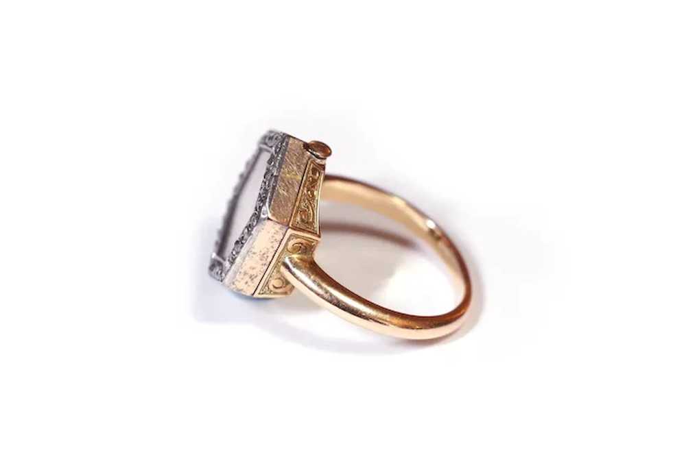 Georgian diamond portrait ring in rose gold 18k a… - image 3