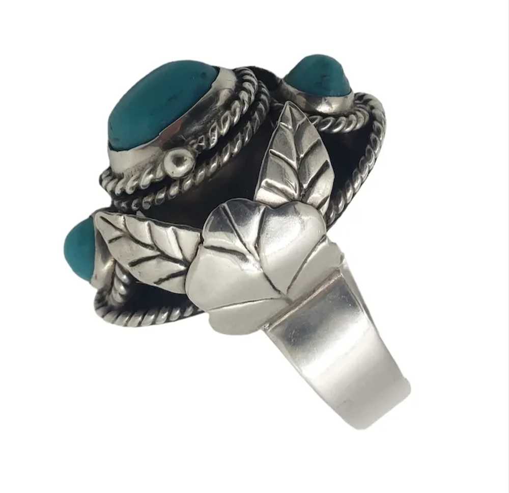 Vintage Sterling Silver Mexico Taxco Turquoise Pi… - image 4