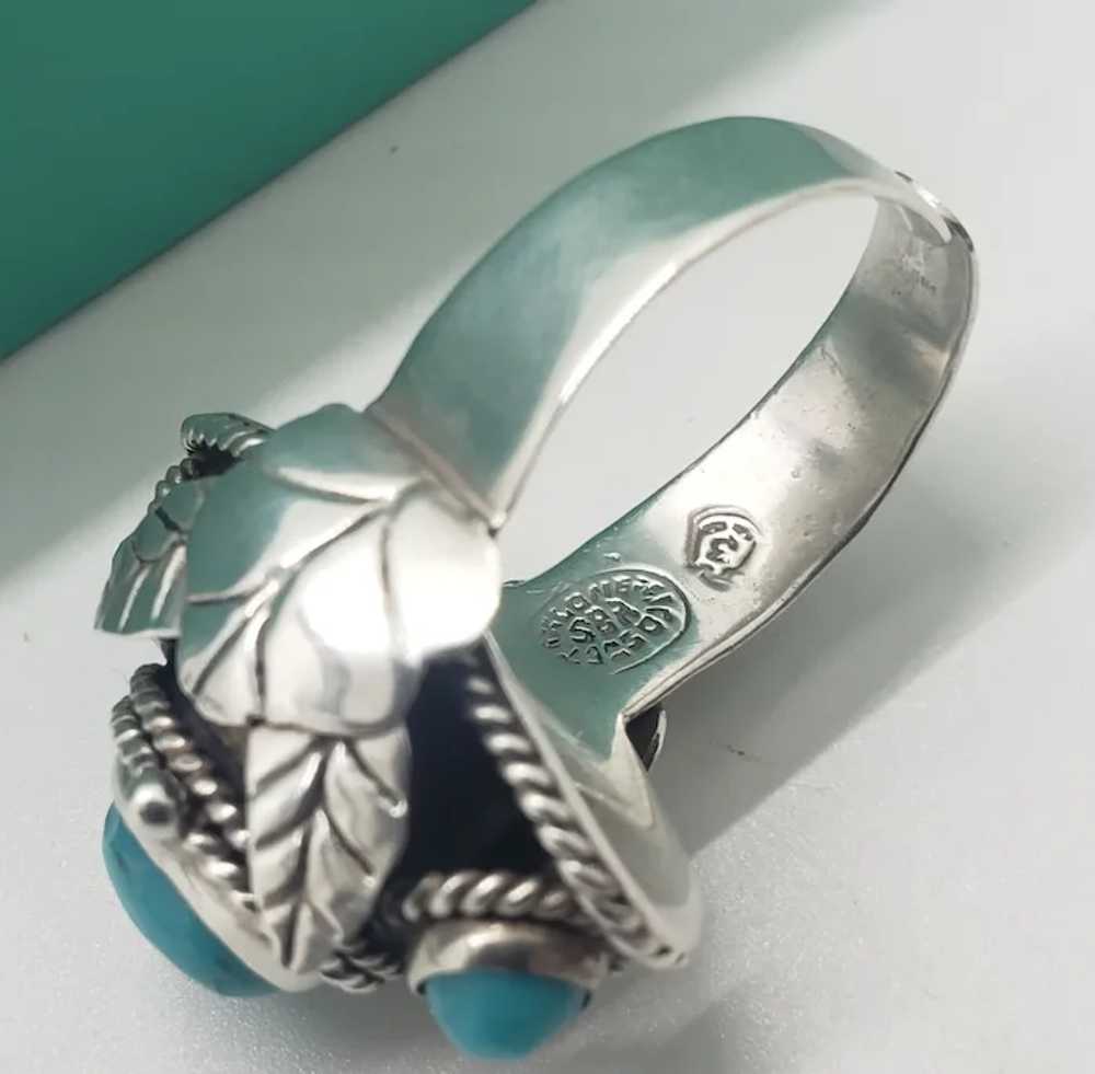 Vintage Sterling Silver Mexico Taxco Turquoise Pi… - image 5